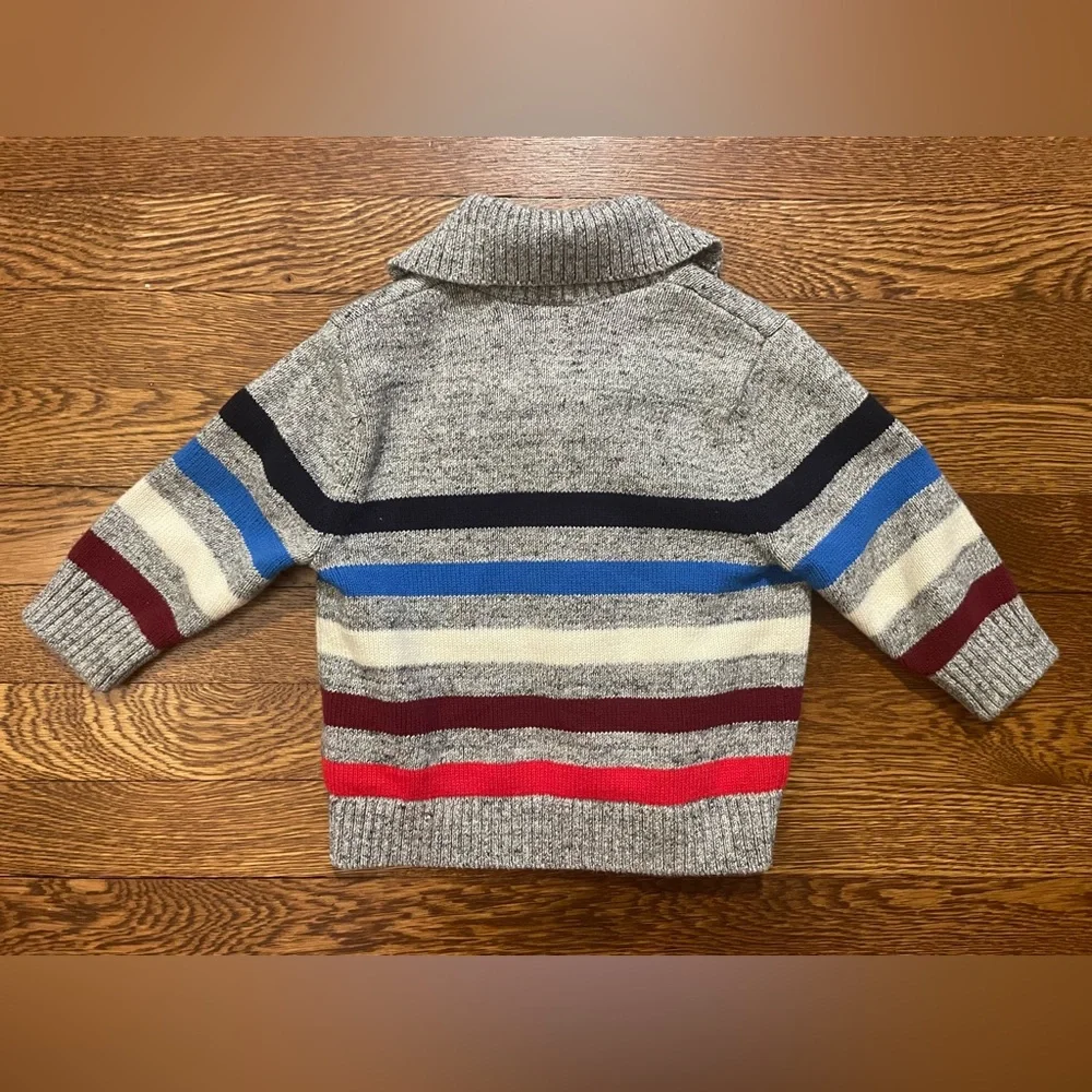 Baby Gap Gray Striped Collared Button Up Sweater Size 12-18 Months